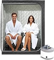 Vista 1 de Smartmak Sauna de vapor de tamaño completo, para una o dos personas, spa en casa de gran espacio, vaporizador de 4 litros y 2 sillas incluidas