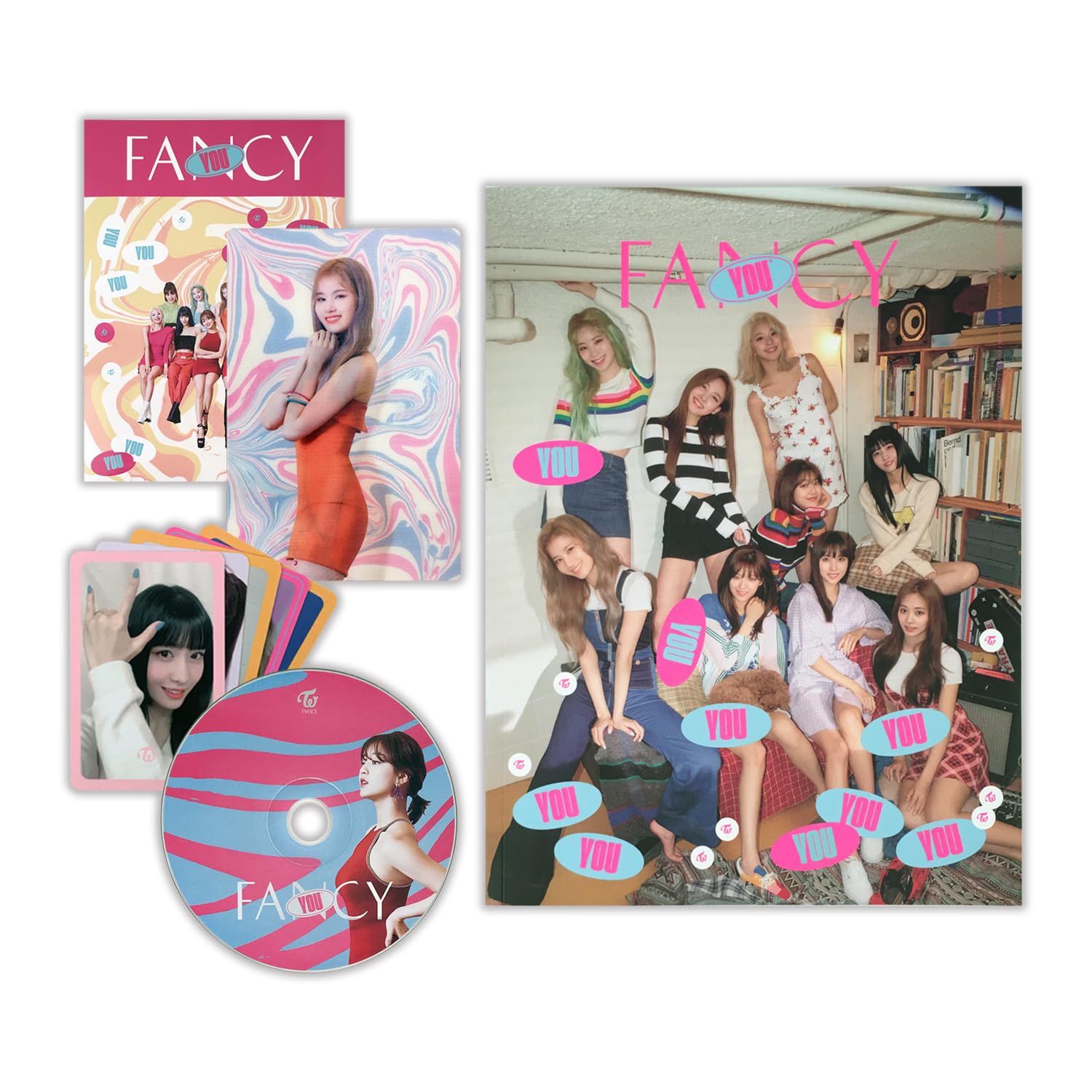 Jyp Ent. Pink Twice - 7Th Mini Album [Fancy You] (C Ver.) Cd + Photobook + Lenticular Card + Photocards + Sticker + 2 Pin Button Badges