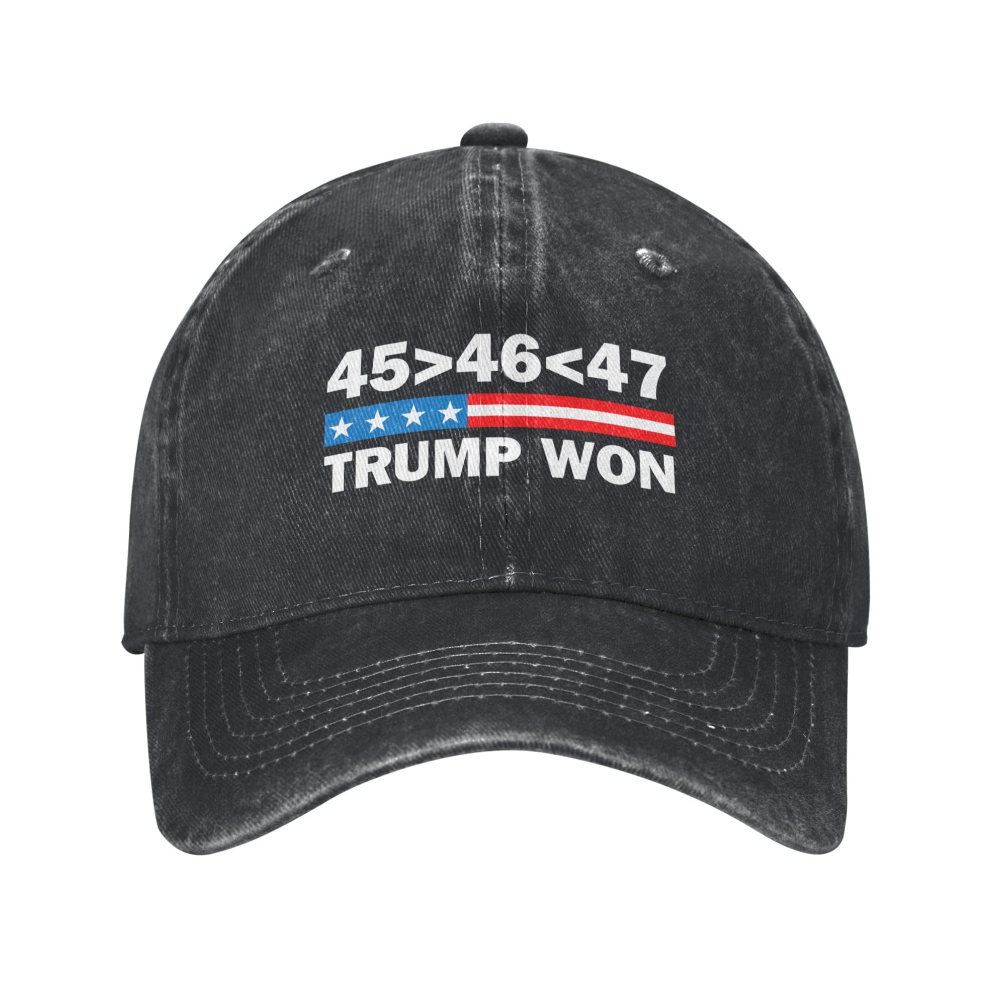 Anceky Unisex Black Trump Won Hat 45 Is Greater Than 46 47 Is Greater Than 46 Funny Hat Fashion Adjustable Caps For Men Women
