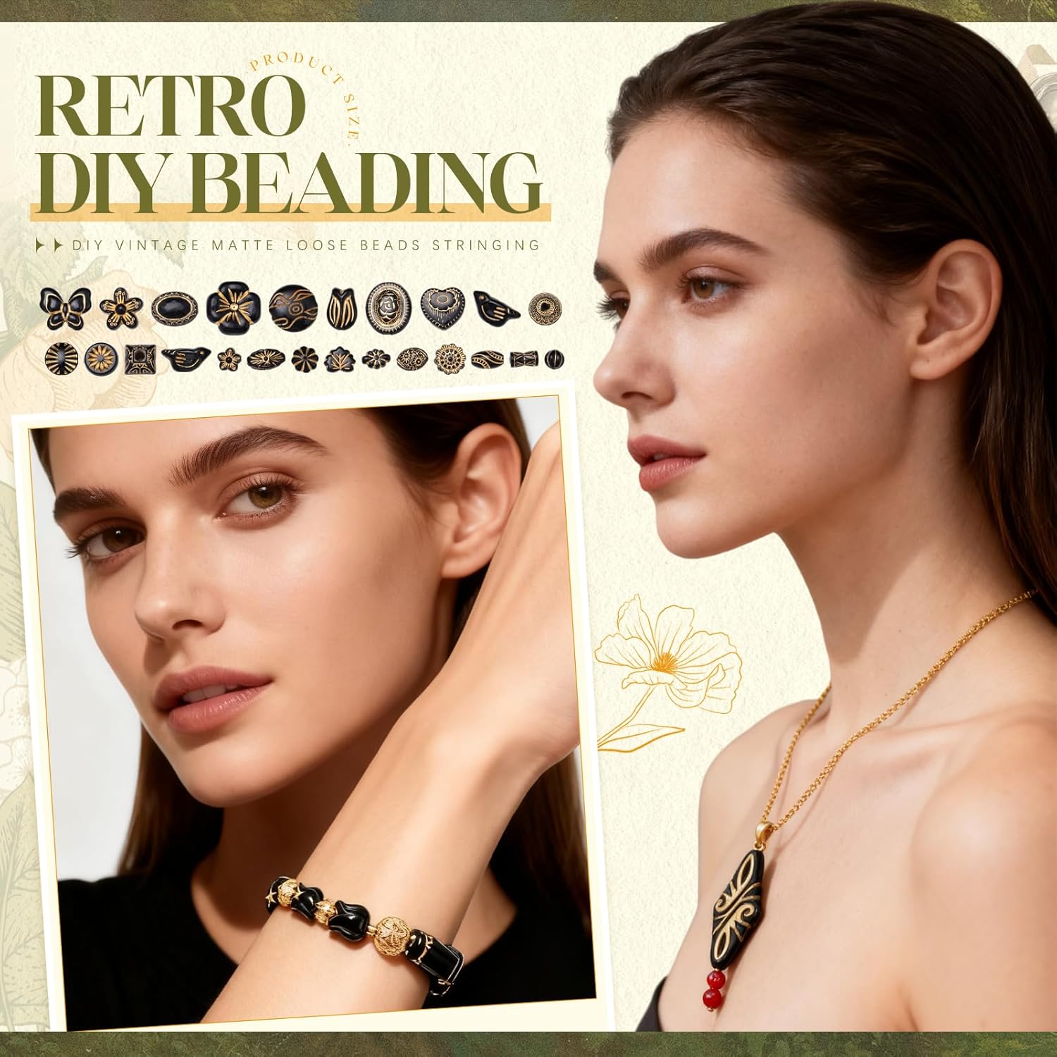 5.3oz (150 G) Mix of Czech Bohemian Pressed Beads, Assorted Green Copper Flower Leaf Beads for Jewelry Making, Table Cut, Matte and Glossy, Faceted Polish - Image 5