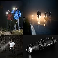 Vista 8 de ULTRAFIRE 3 Pack Mini Flashlights Focus Adjustable SK68 Single Mode Tactical LED Flashlight, Ultra Bright 300 Lumens Torch