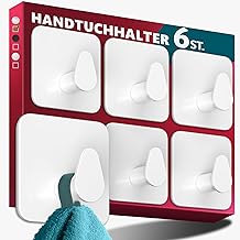 Menz No Hole Towel Rack Stainless Steel Set of 6 - Waterproof Bathroom Towel Rack Blank Oval Adhesive Hooks for Bathroom Self Adhesive Hook as Functional Towel Rack