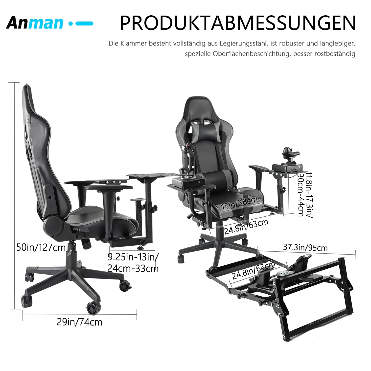 Anman X56 Flugsimulator Cockpit mit Pedal Ständer Passend für Thrustmaster A10C Hotas Warthog, für Logitech X52,Lenkrad, Handbremse, Pedale nicht enthalten