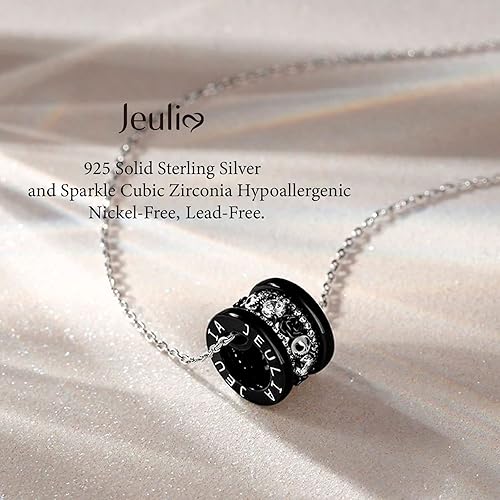Miniatura 6 de Jeulia Collar de plata de ley con diseño de calabaza King para mujer, dije de calavera, corte redondo, diamantes de cristal de rosa, joyería de