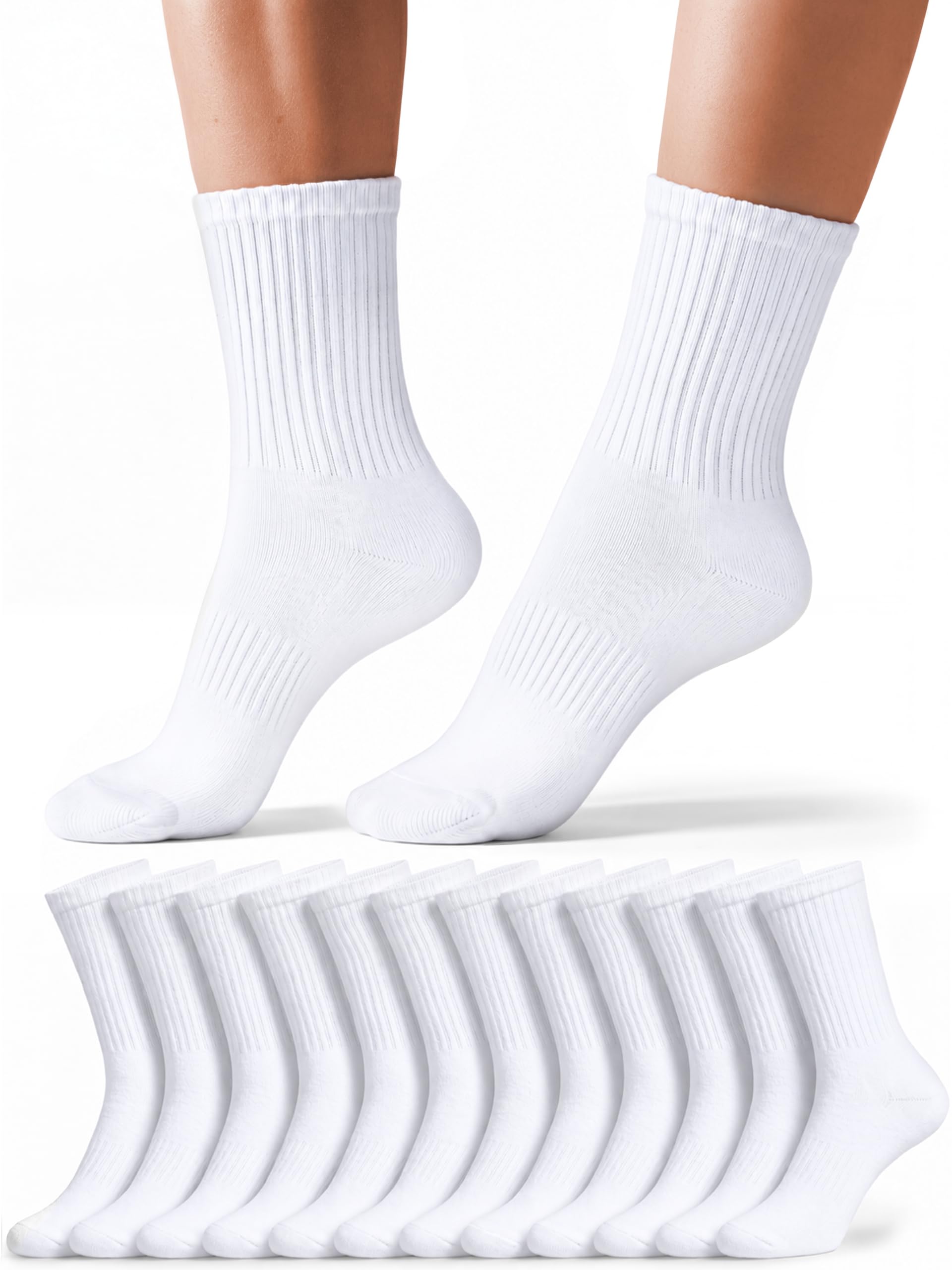 HELDENWERK® Herren Tennissocken (6 Paar) Sportsocken aus Baumwolle mit gepolsterter Sohle & verstärkter Ferse – Atmungsaktive Sport Socken für Freizeit, Tennis & Alltag