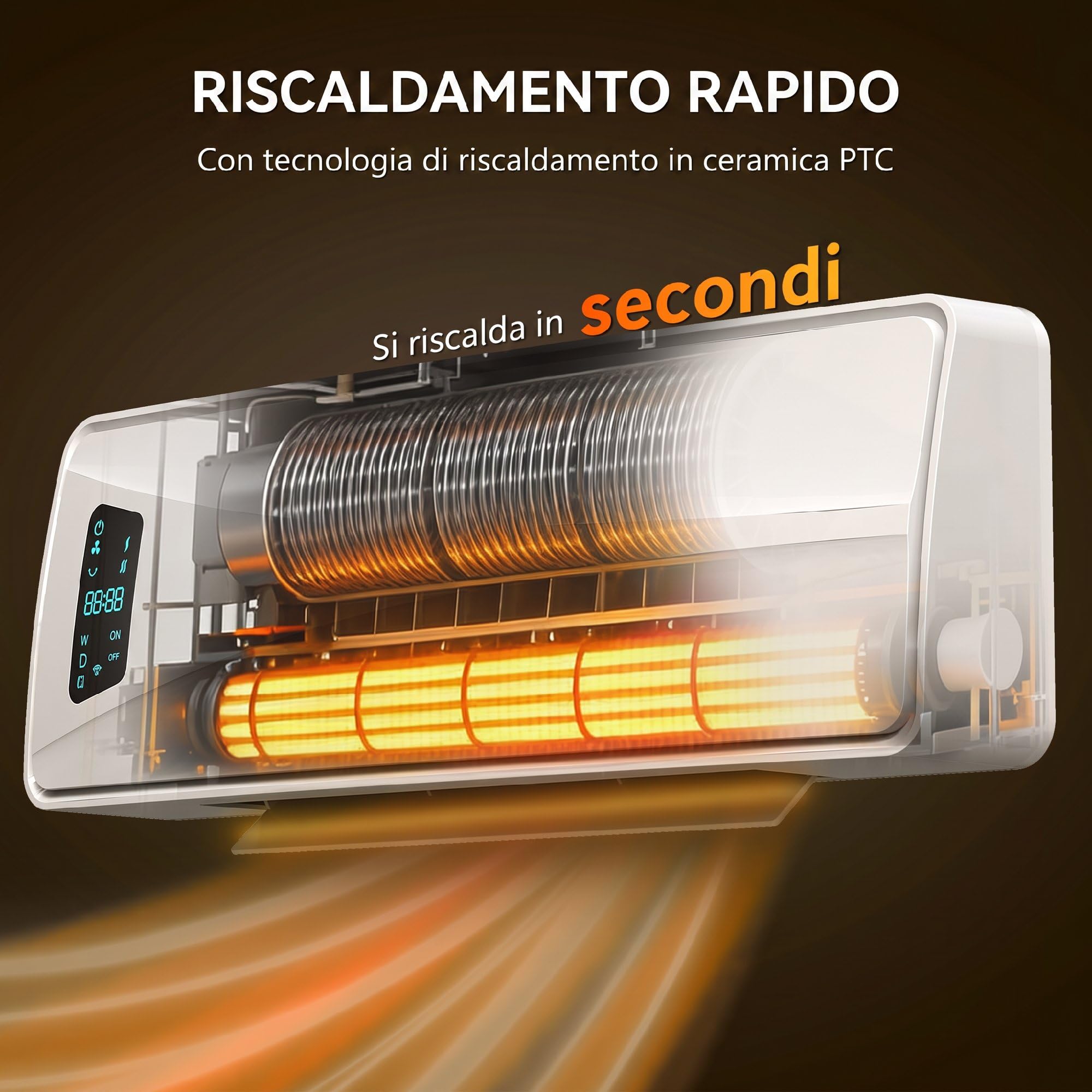 HOMCOM Termoventilatore da Parete 2000W, 3 Modalità, Termostato, Bianco