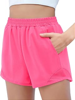 Girls High Waisted Running Shorts Athletic Shorts Gym Sports Volleyball Active Shorts for Kids 5-14Years