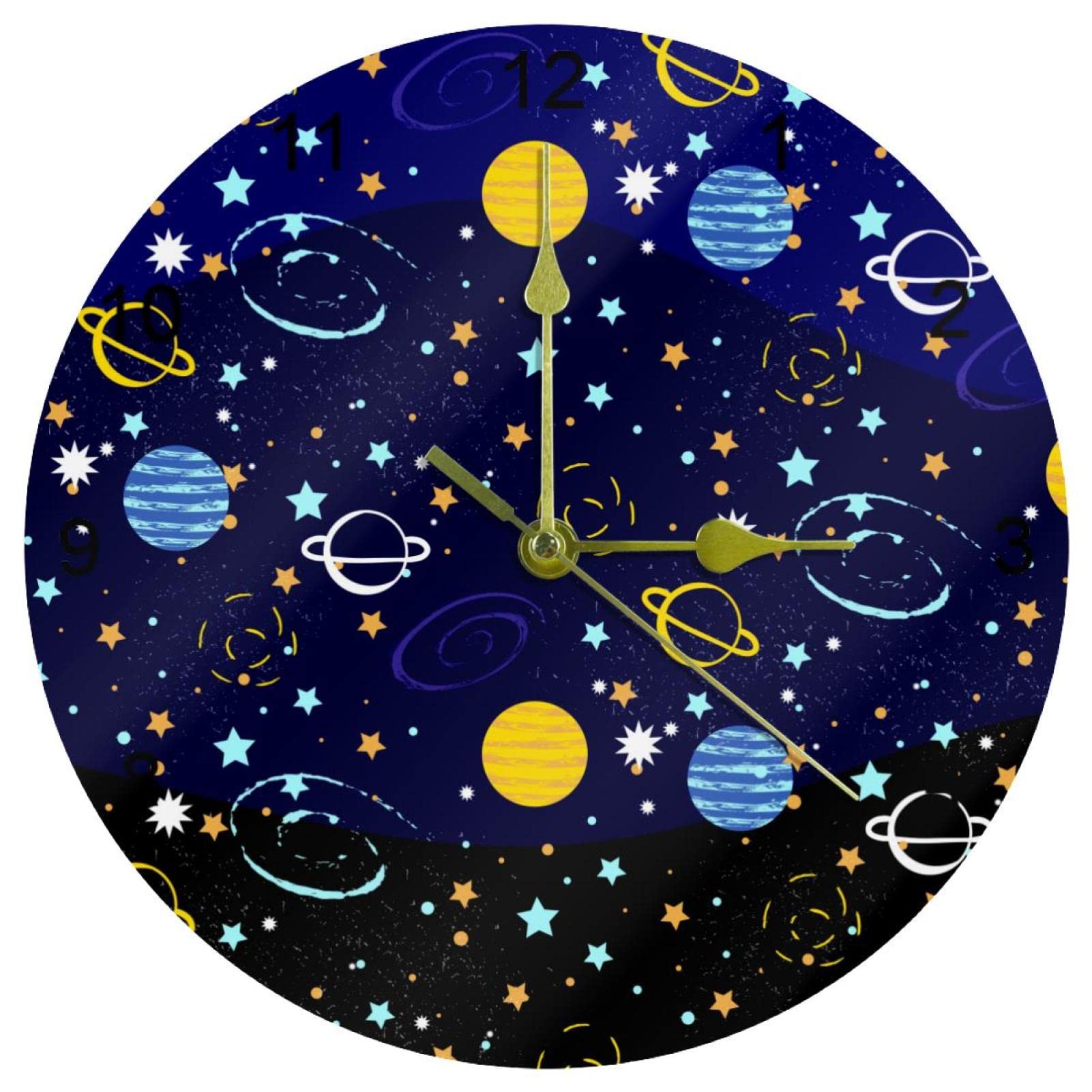 Horloge murale silencieuse galaxie de 25,4 cm avec chiffres arabes