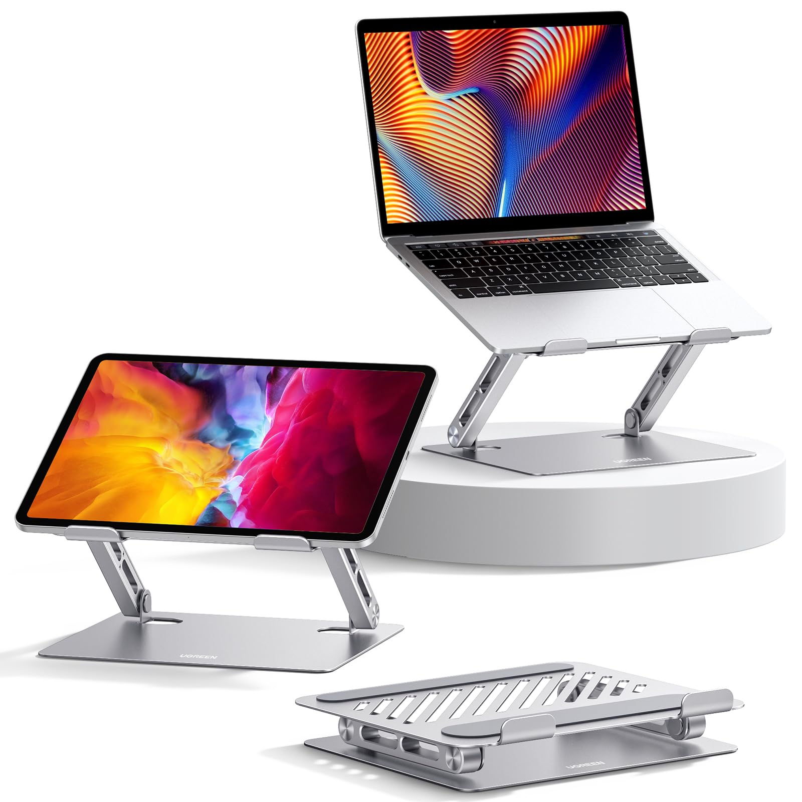 UGREEN Laptopstandaard Mini Opvouwbaar, Aluminium Ultralichte Zelfklevende Onzichtbare Laptopstandaard, In Hoogte Verstelbaar 30 mm, Notebookstandaard Compatibel met MacBook Air, Pro, Dell, Lenovo