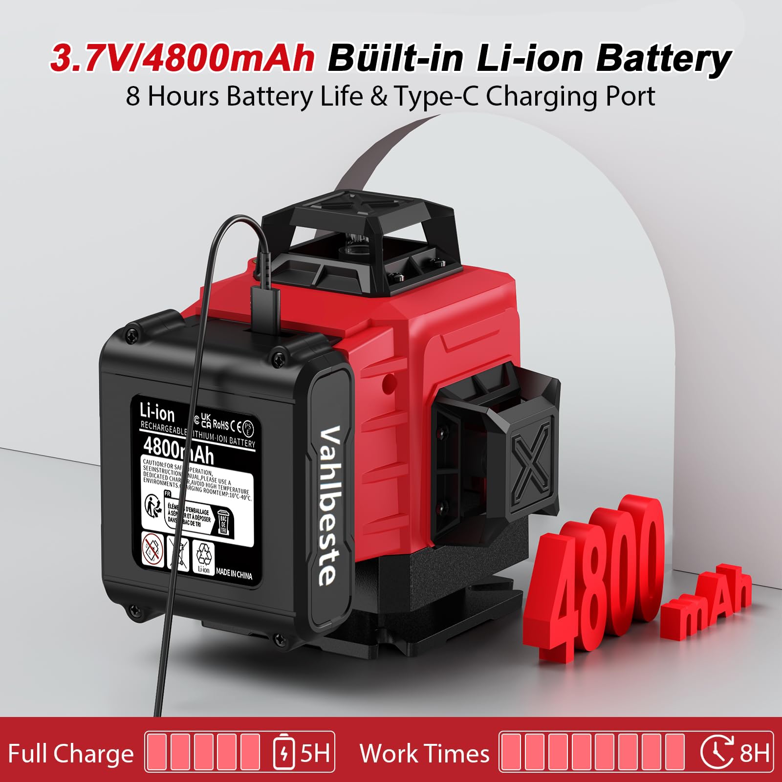 Livella Laser con Treppiede,Livella Laser Autolivellante 360 con 2x4800mAh Batterie & Indicatore LED, 4X 360 °Livello Laser,16 Linee Laser Verde/APP/Telecomando/IP54 Impermeabile,Antipolvere