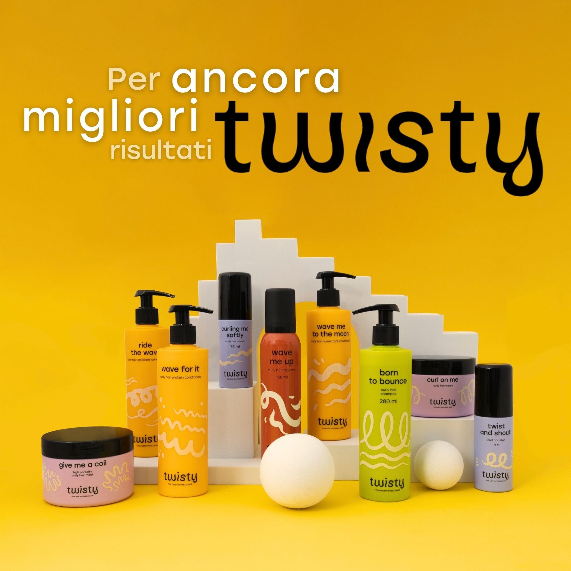 TWISTY Set per capelli ricci: gel, mousse e crema per ricci per definire i ricci, contrastare l'effetto crespo, idratare e garantire una tenuta flessibile e onde naturali