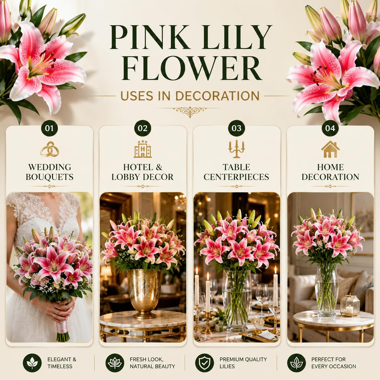 Lily Artificial Flowers - Elegant Home Decor -3