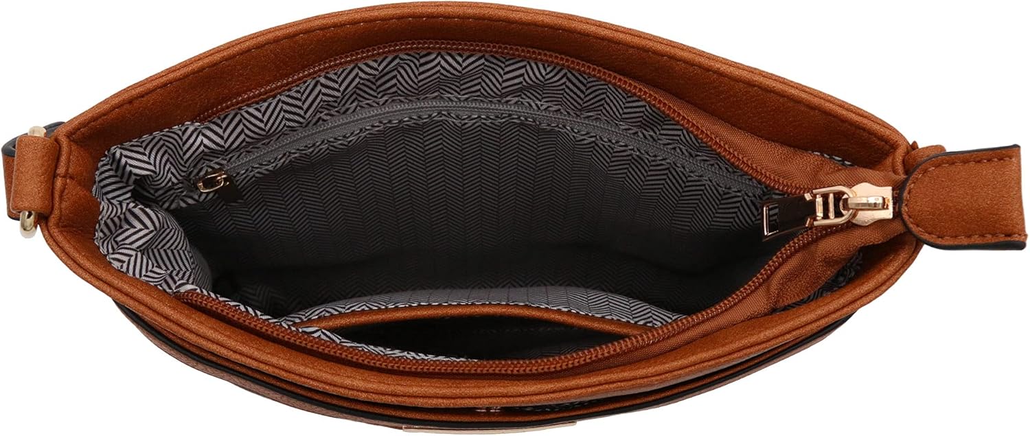 Medium Size Solid Modern Classic Crossbody Bag with Gold Plate - Image 6