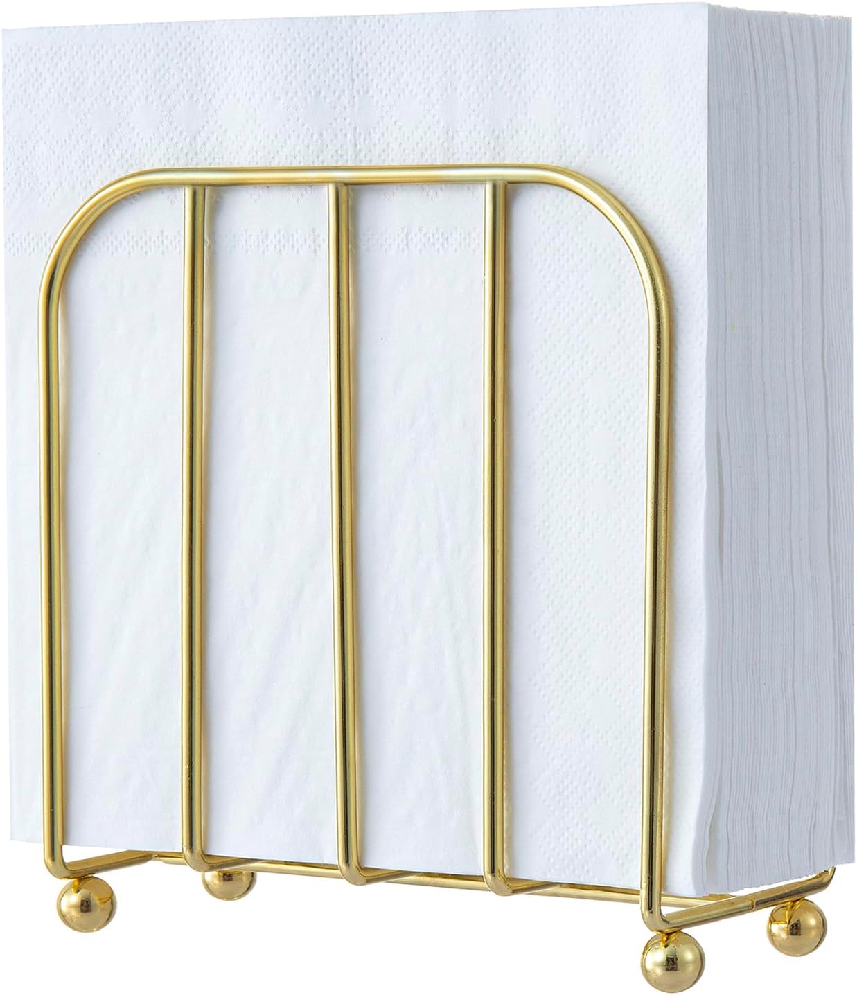 MyGift Brass Napkin Holder, Modern Metal Wire Tabletop Dispenser