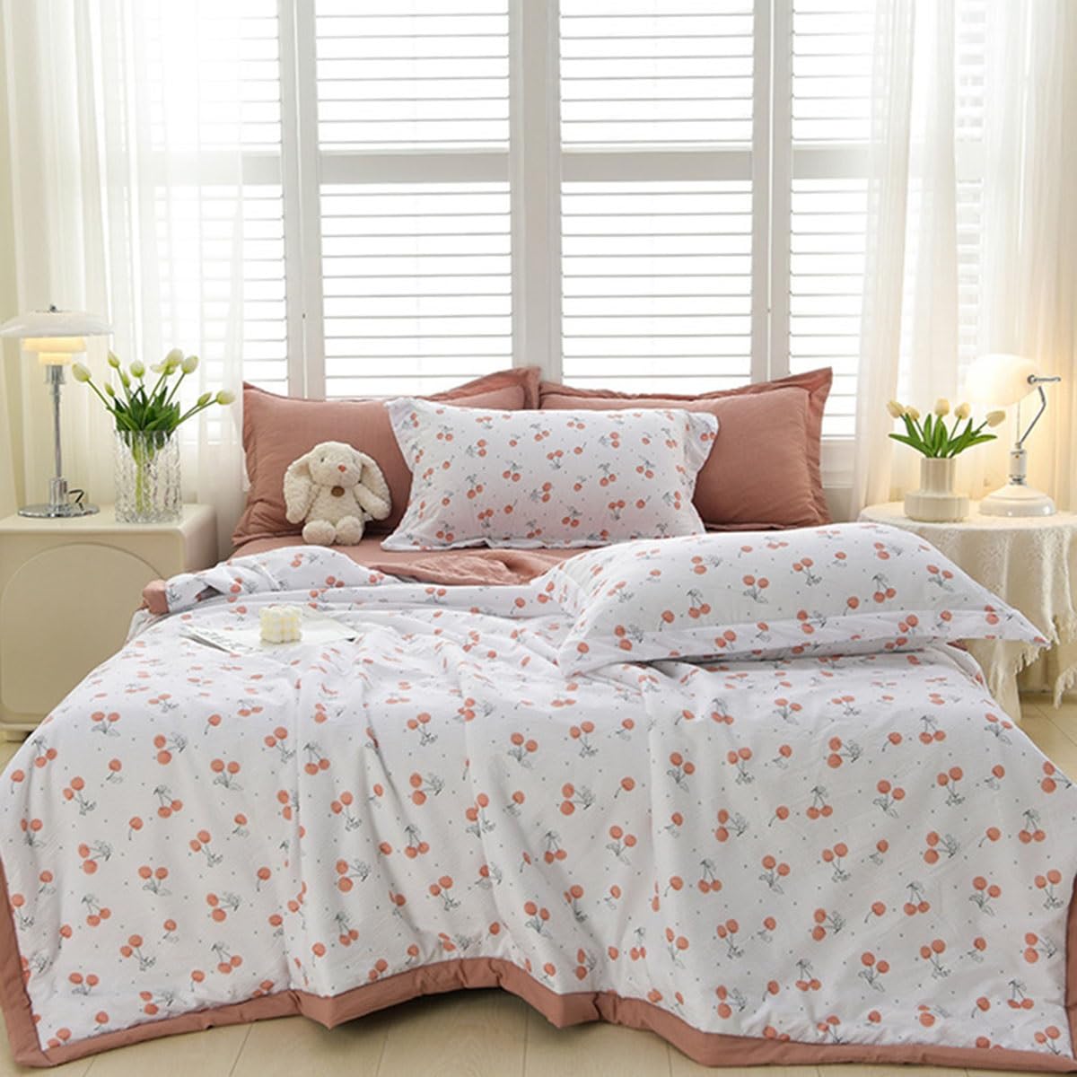 SYXMPFRHO Bedspread Florals Printing Quilted Bedspreads, Soft Comforter Bed Throw Microfiber Bed Spread, Reversible Quilted Throw, for All Season Bedroom Decorative(H,200x230cm)