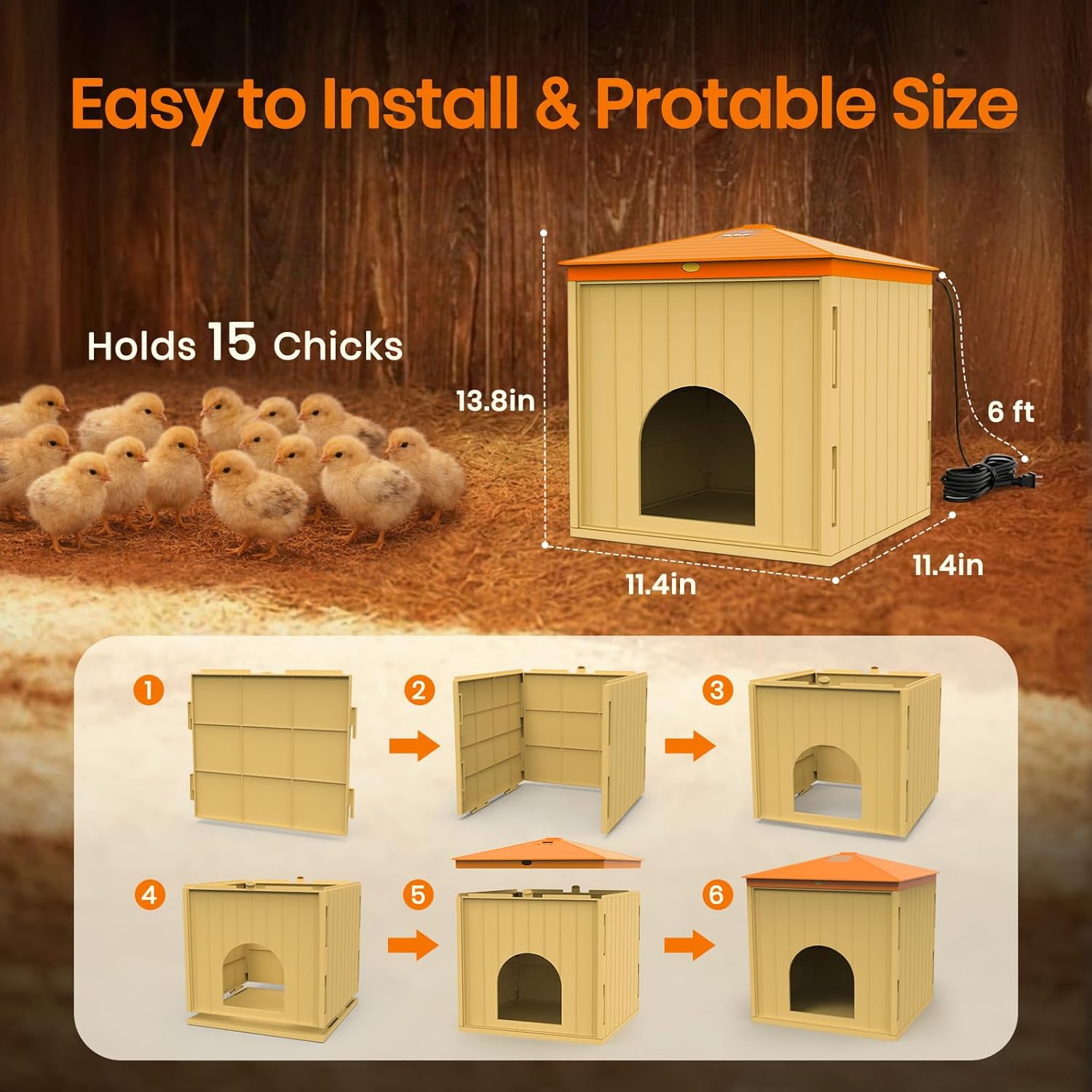 Smart Chicks Coop Heater,2026 Upgraded Chick Heater with Auto Temperature Controllers & Heat Circulating Fan, Winter Brooder House for Chicks,UL-Compliant,Safe for Bird,Little Animal