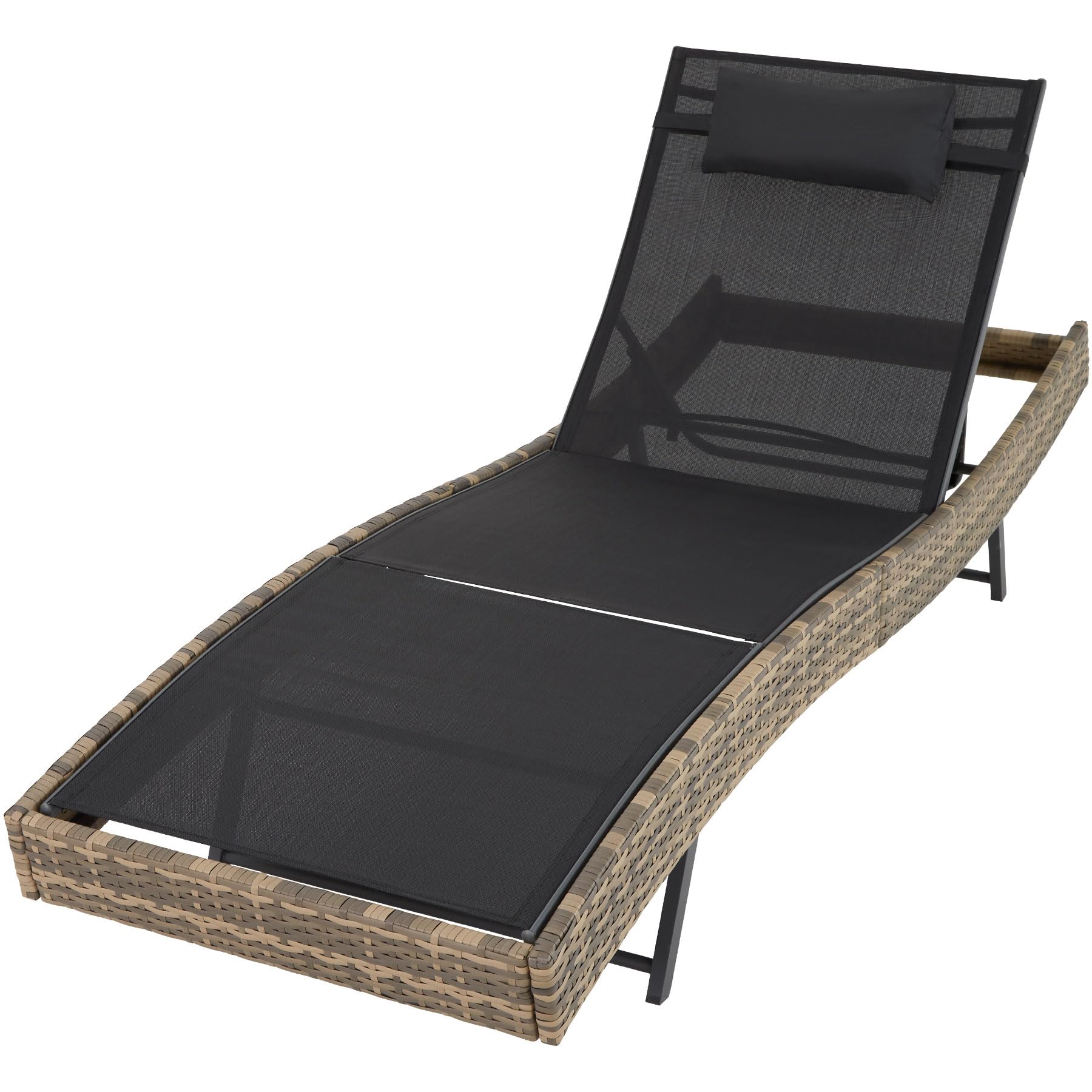 tectake Tumbona de ratán Moana, Mueble de ratán sintético Transpirable, Asiento de jardín con Estructura de Acero (Natural)