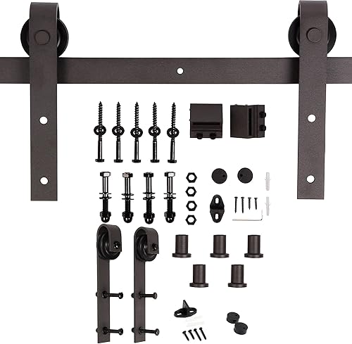 Miniatura 4 de Serie S Puerta corrediza doble de madera de pino anudada acabada con kit de accesorios 60 x 84 pulgadas sin acabar