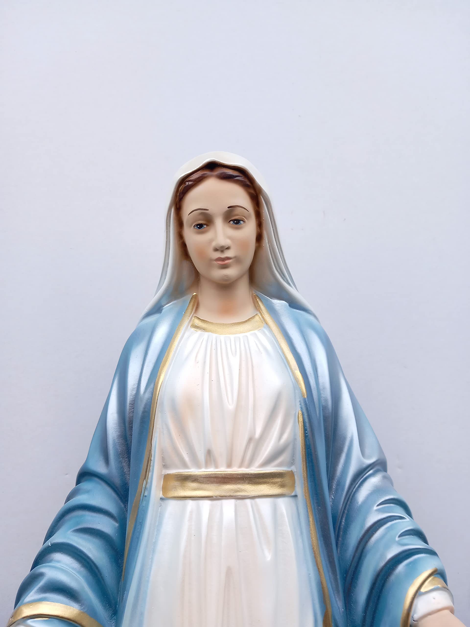 Generico ArteSacraCaravaggio Statua Madonna Miracolosa o Immacolata, in resina con finitura madreperlata cm 50 (19,69 inches), per interni ed esterni, decorata a mano, produzione artigianale italiana