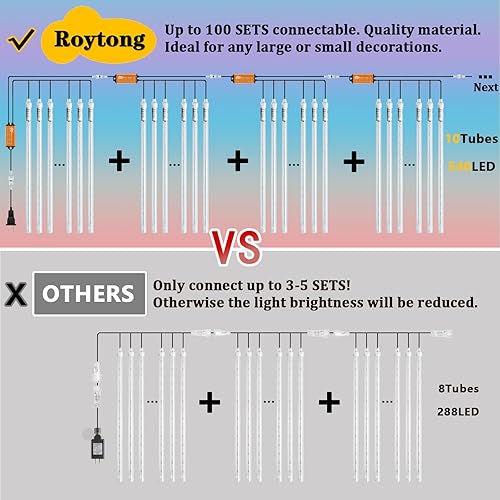 Miniatura 4 de Luces de lluvia de meteoros LED impermeables en cascada, 10 tubos, 12 pulgadas, 240 LED, para exteriores, árbol de Navidad, fiesta, tira de luces