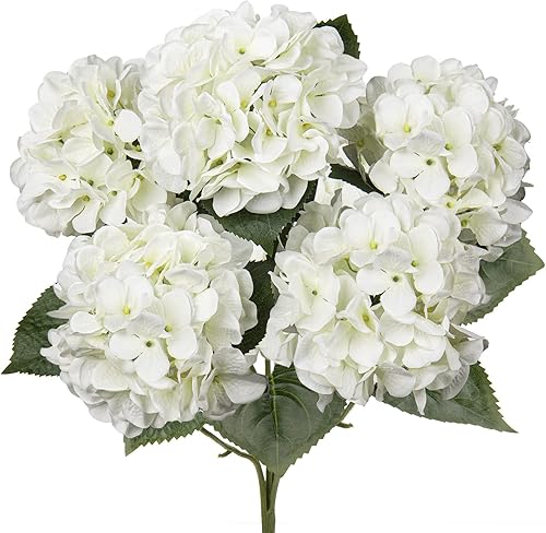 Flores artificiales de hortensias blancas, flores artificiales grandes de seda para decoración del hogar, ramos de flores de boda, flores