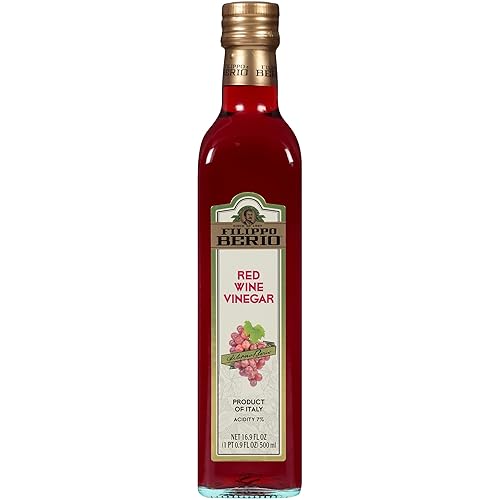 Filippo Berio Vinagre de vino tinto italiano, botella de vidrio de 16.9 onzas, sin gluten, sin lactosa, sin OMG
