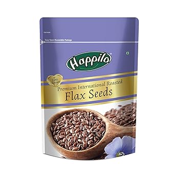 Happilo Premium Roasted Flax Seeds 250g | Omega-3 & Fiber Rich | Healthy Diet Snack | Alsi Seeds for Weight Management & Hair Growth - image, photos