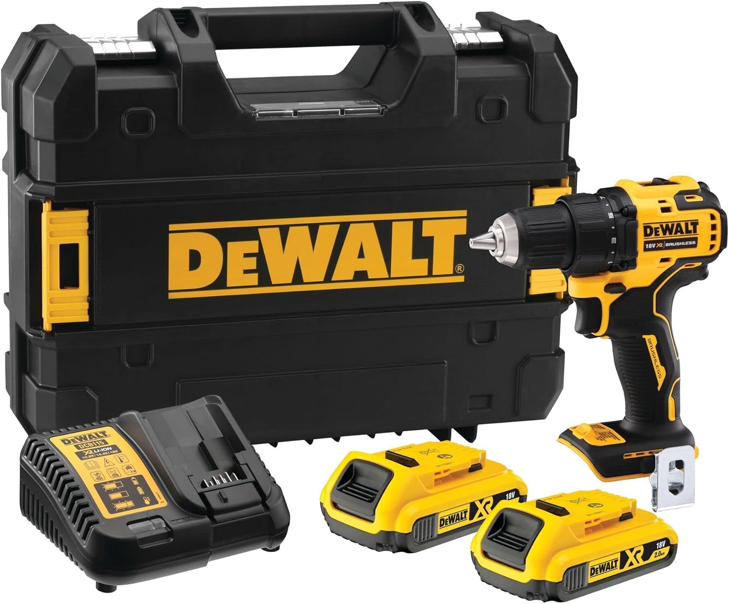 Dewalt DCD708D2T-QW Wkrętarka, 18 V & DEWALT, Zestaw 100 wierteł, bitów, nasadek, DT71563-QZ