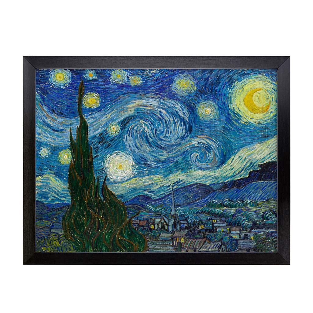 Lap Tray with Cushion | Vincent Van Gogh A Starry Starry Night | Padded Bean Bag Cushion | For Eating, Working, Crafting, Laptop | Portable Table Desk