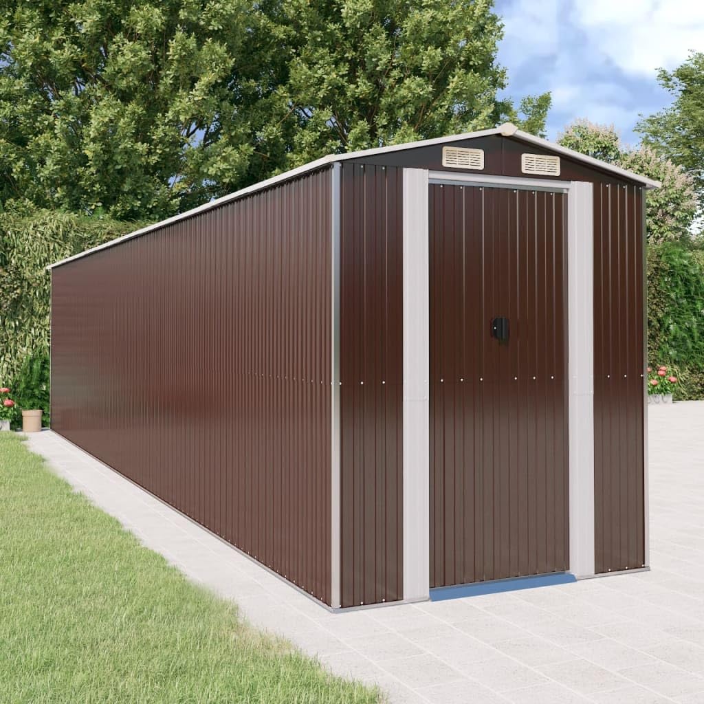 Générique Abri de Jardin Marron foncé 192x855x223 cm Acier galvanisé,Maison & Jardin,Pelouses & Jardins,Vie en extérieur,Structures extérieures,Cabanes & abris de Jardin,3147468
