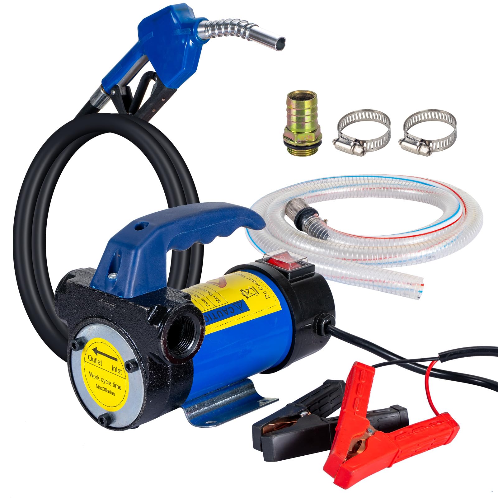 Bomba de Transferencia Diesel 45L/Min Bomba Aceite Extracción 12V 260W Kit de Bomba Extractora Eléctrica Portátil para Transferencia de Diesel con Boquilla de Auto Apagado y Mangueras