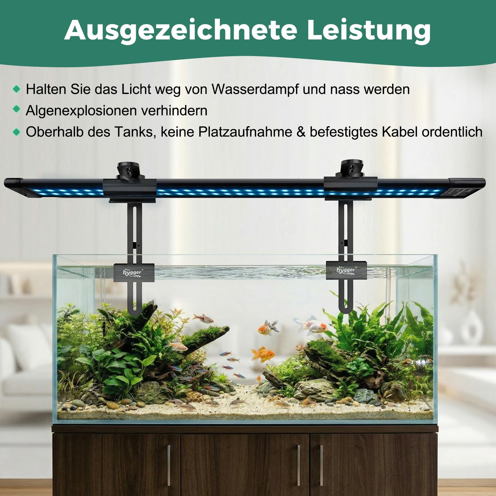 hygger Supporto per lampada da acquario, Supporto rialzato per lampada, regolabile in altezza 8.13 inch, supporto per lampada da acquario in lega di alluminio per acquari marini e d'acqua dolce, nero