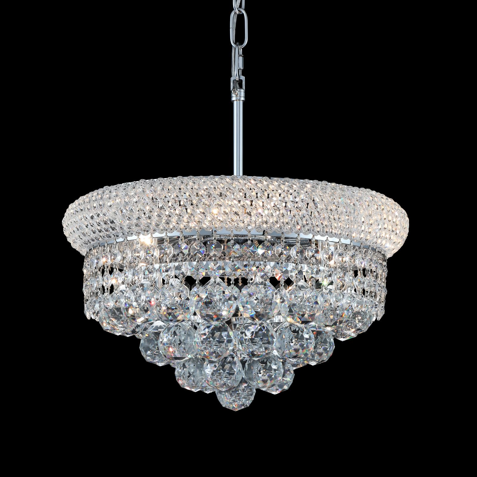 Crystal Chandeliers for Dining Room Light Fixture Over Table, Empire Style K9 Crystal Chandeliers for Bedroom, 4 Lights Chrome Luxury Lighting