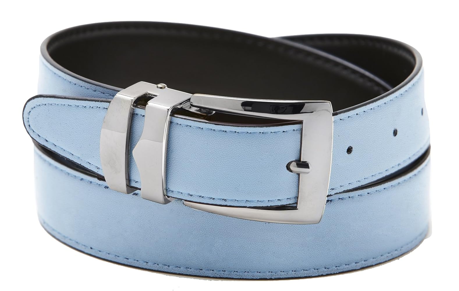 【関税込み】Belt - By Far - Leather - Blue Concitor Reversible Belt Bonded Leather Removable Silver