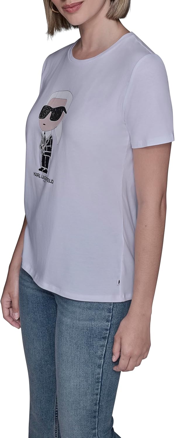 Karl Lagerfeld Womens Short Sleeve Soft Everyday Logo T-Shirt - Image 3