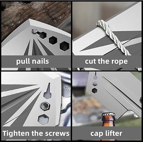 Miniatura 3 de LFL Pala de camping plegable, pala de supervivencia de acero de manganeso, pala de mano de jardín, mango de aluminio grueso con cubierta de tela,