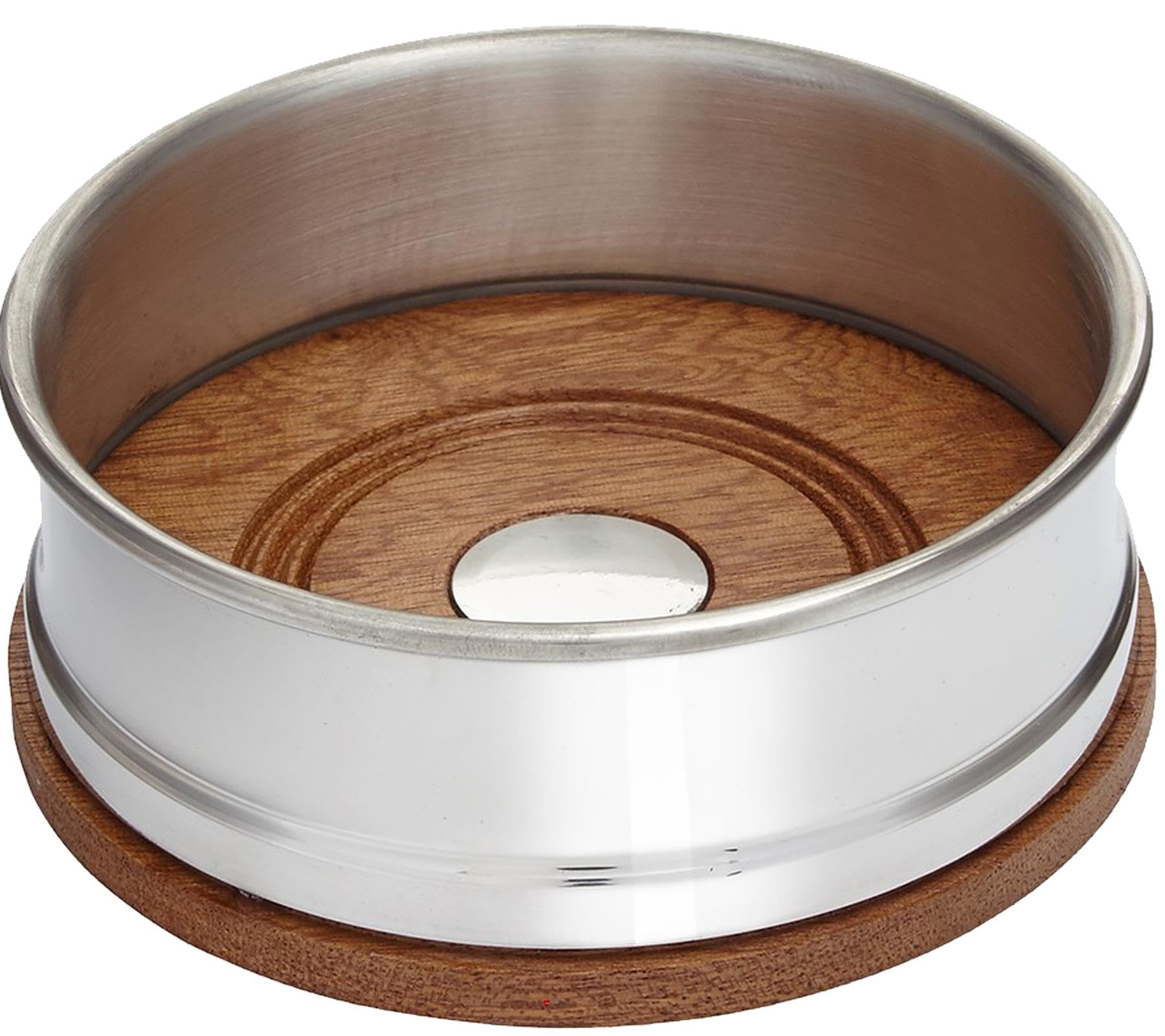 Madera Estaño Posavasos para Botellas 90 mm Pequeño Posavasos para Botellas Mano Girada Base de Madera Brillante Pulido Finalizar Estaño Placa en el Centro Accesorios de Decoración del Hogar