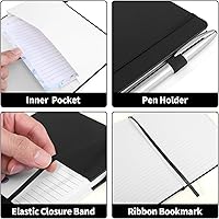 Vista 6 de 160 Pages Lined Journal Notebook, 5.7" X 8.3" Writing & Journaling Hardcover Executive Notebooks for Student Worker Women Men Notepads Journals for