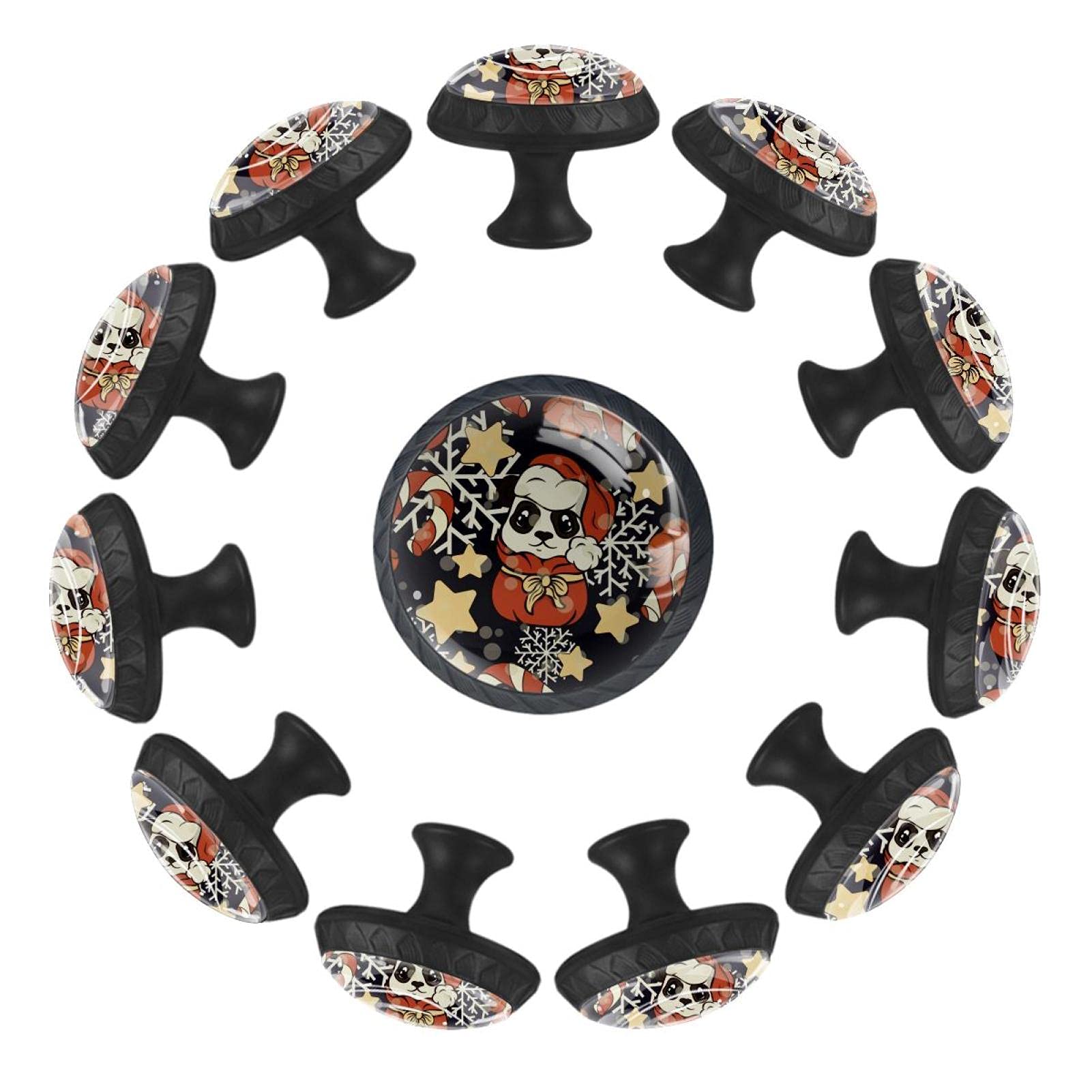 Boutons de tiroir panda lot de 12 poignées rondes 35mm flocon de neige pour commode enfant