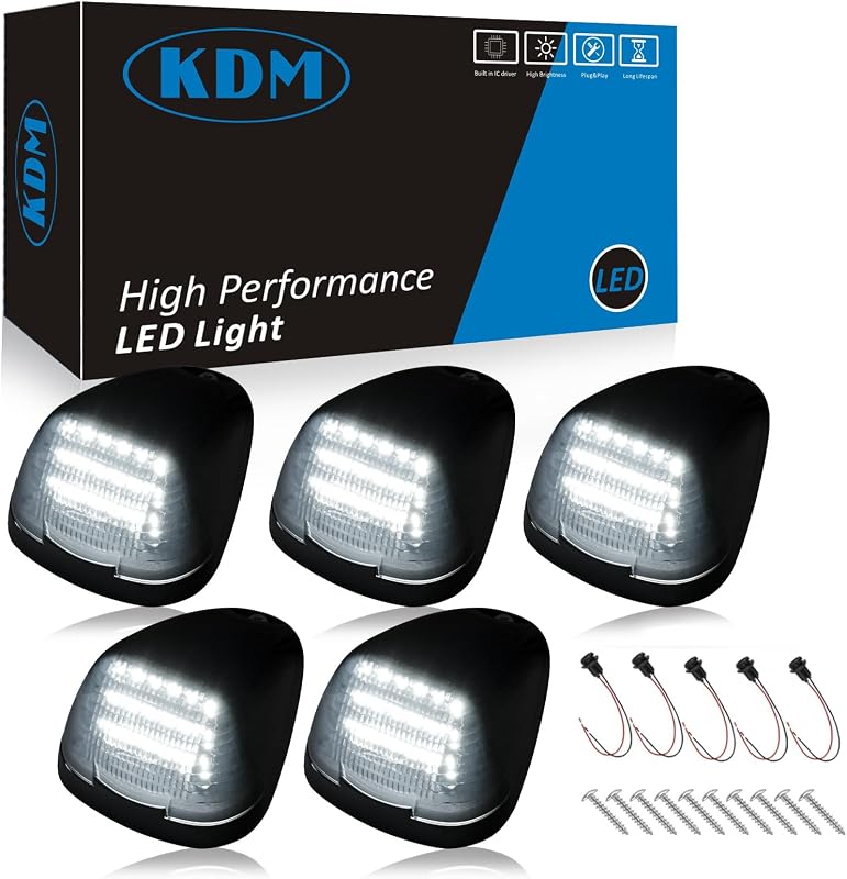 Luzes de posição LED do teto da cabine KDM para Ford E-Series e F-Series – Kit com 5 unidades