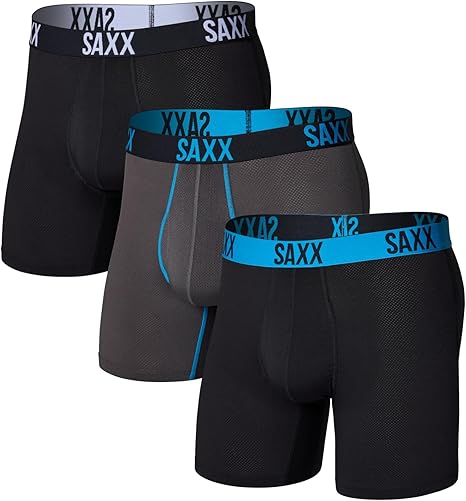 SAXX Underwear Co. Mens Core Performance Mesh Boxer Brief with Fly, Pouch, 3-pack SAXX Underwear Co. Men