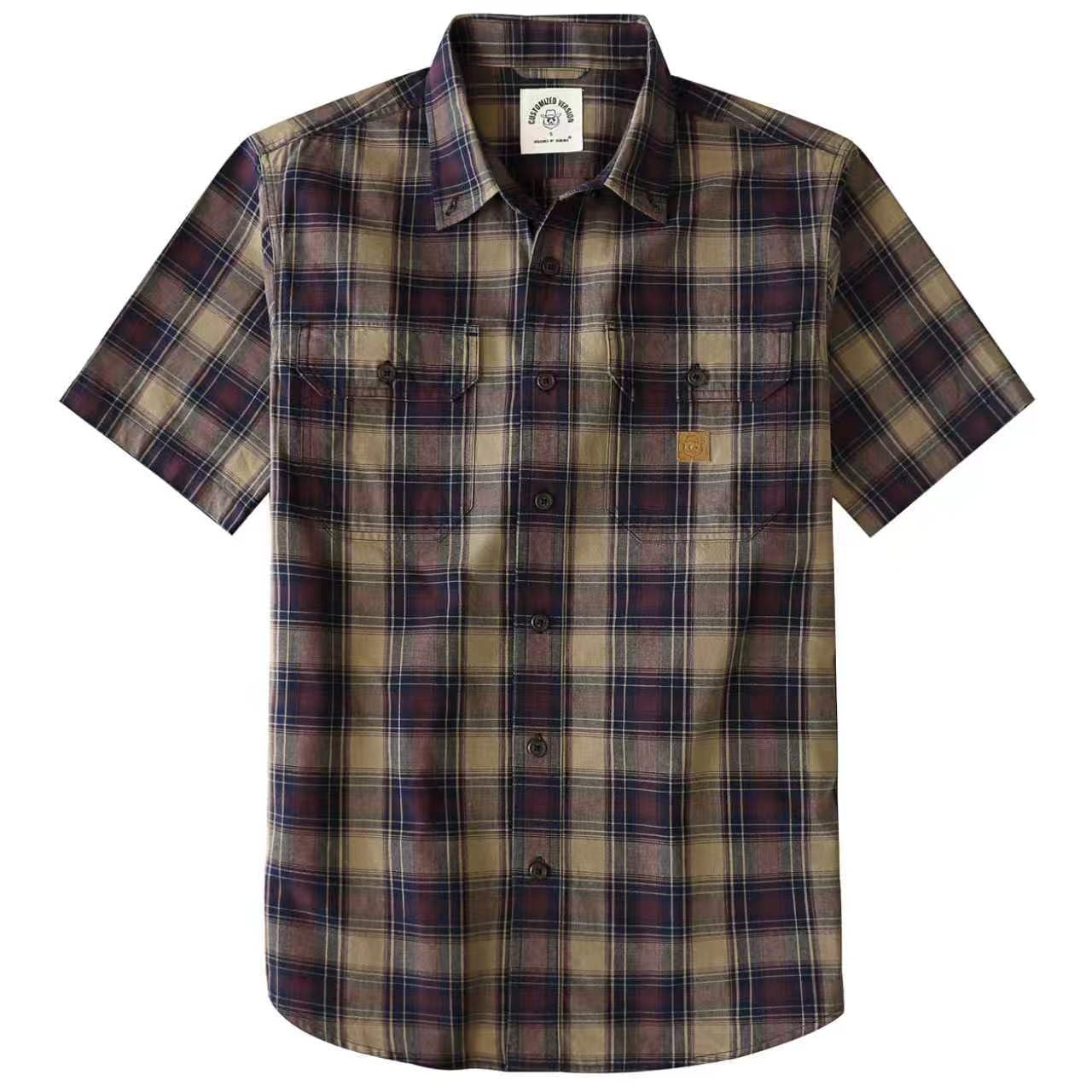 Dubinik® Mens Button Down Short Sleeve Shirt with Double Pockets,Workwear Refreshing and Casual Plaid Shirts for Men