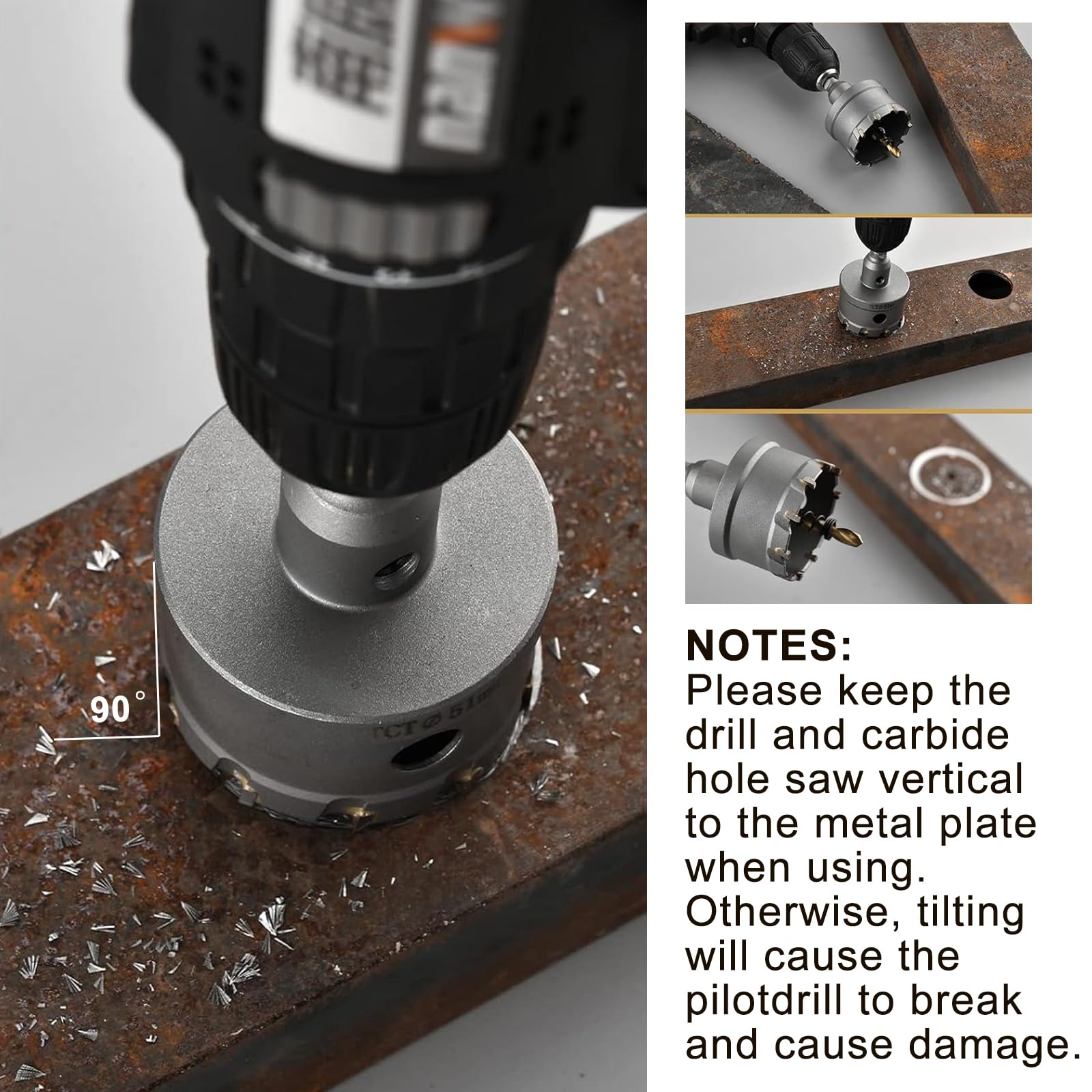 Carbide Hole Saw Kit - 13 Piece for Metal & Wood -7