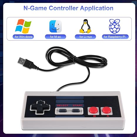 Binghe NES Controller Game Controller für Mini NES mit USB Anschluss USB Gamepad mit Kabelgebunden Classic für PC/M-A-C/Raspberry Pi3 / RetroPie NES Emulator(2 Stück)