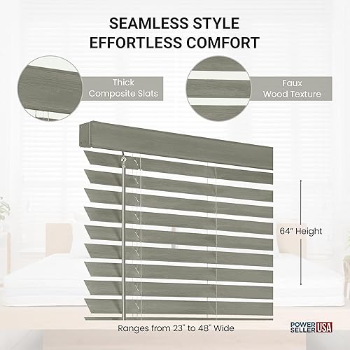 Miniatura 7 de PowerSellerUSA Persianas sin cordones, privacidad y oscurecimiento de la habitación, mini persiana de vinilo de 2 pulgadas de listones, tratamiento