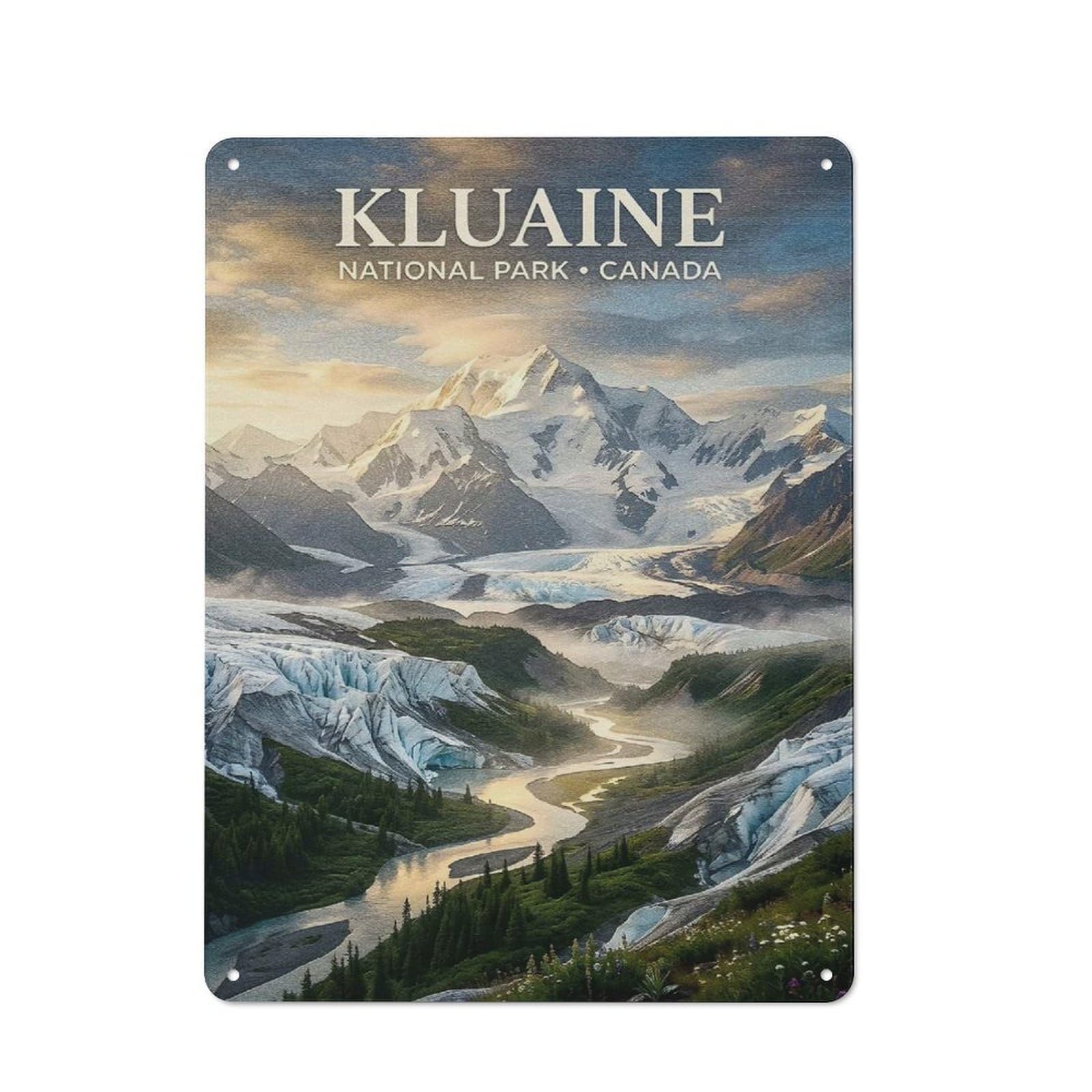 Junmoney Style-10 Kluane National Park Canada Landscape(2) Everyday Metal Wall Decor 40X30cm, Decorative Tin Plaque For Flat, Dorm Room, Lounge Or Cafe