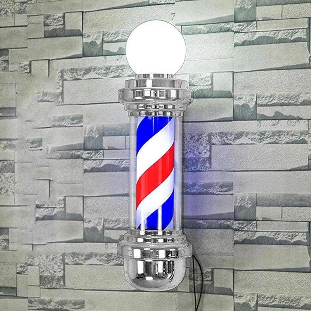 Lampada da Parete per Esterni con palo da Barbiere, Luce LED da 35", insegna per Salone di Parrucchiere, Strisce illuminanti rotanti, Lampada retrò Impermeabile, per Lampada, A
