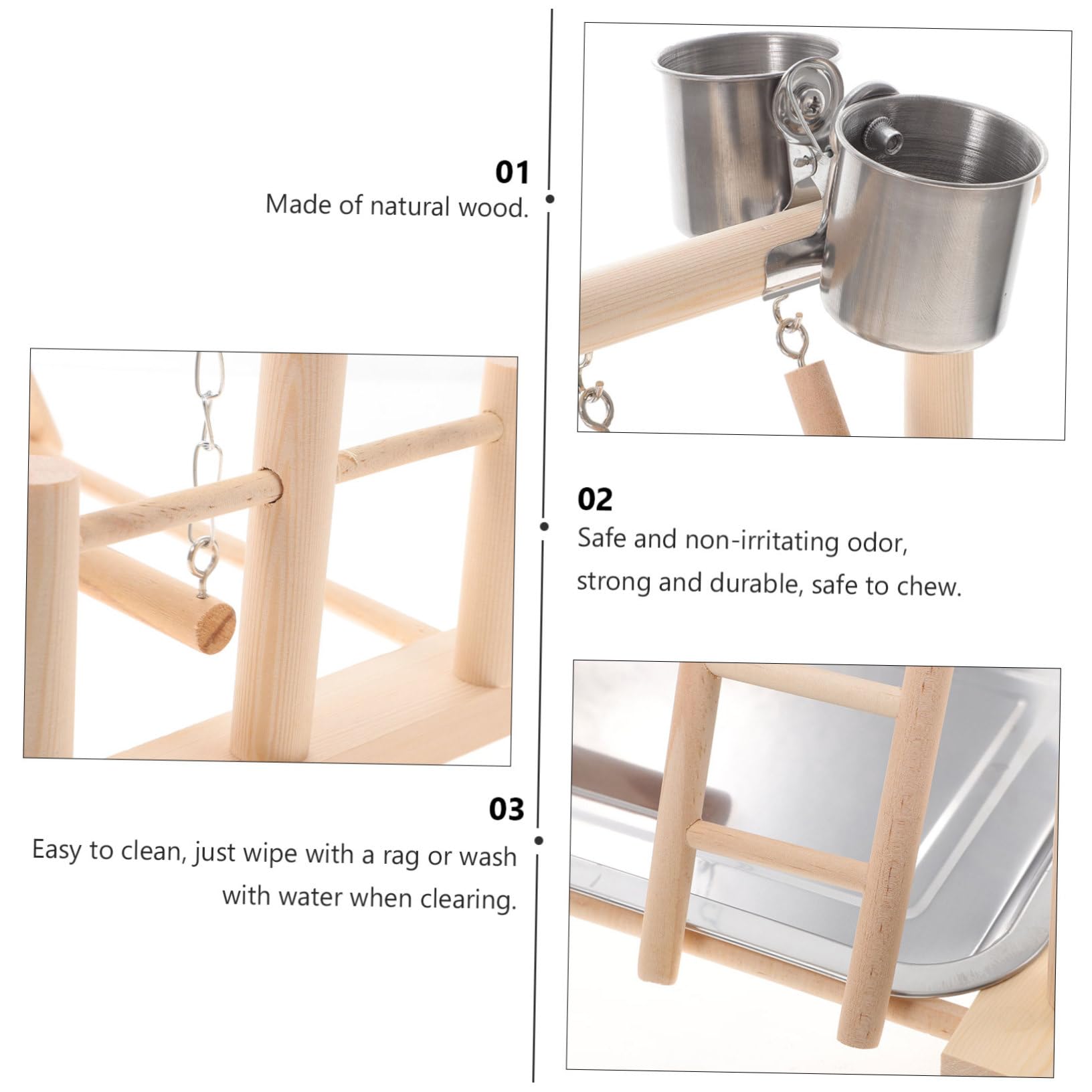 BESPORTBLE 1set Gioco Per Uccelli Legno Con Perch e Accessori Centro Attività Per Pappagalli Trespolo Per Cockatiel e Parakeet Stimolante e Divertente