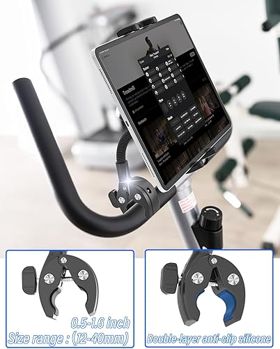 Miniatura 3 de Charchendo Soporte de metal para tableta de cuello de cisne con silicona antideslizante, soporte universal de tubo redondo para iPad para ciclismo