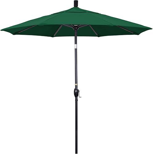 California Umbrella 7.5' Rd Pacific Trail Series Aluminum Patio Umbrella, Crank Lift, Push Button Tilt, Black Finish